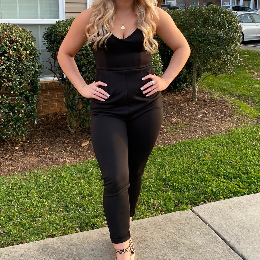 Boohoo black petite jumpsuit